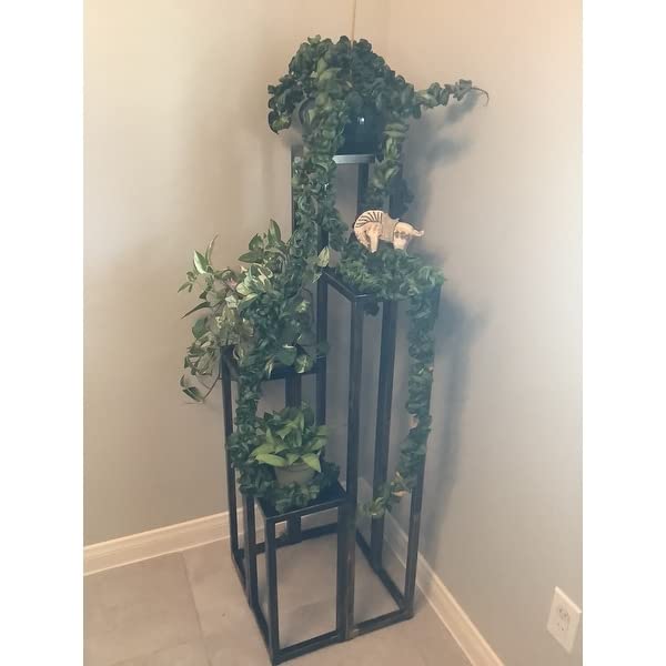 Anasay 4-Tier Pot Stand for Multiple Plants and Pots Stand, Indoor Shelf Holder Rack, Gardening Stand,Indoor Outdoor (Black Powder-coated) Pot Stand
