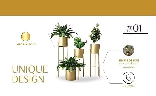 New Modern Metal Floor Flower Stands Planter Stand with Planter Pot -Set of 3 Black)