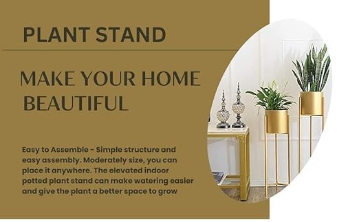 New Modern Metal Floor Flower Stands Planter Stand with Planter Pot -Set of 3 Golden)