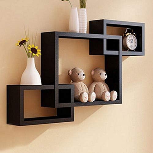 Anasay Decorative Wall Shelf for Living Room Set of 3 (Black)