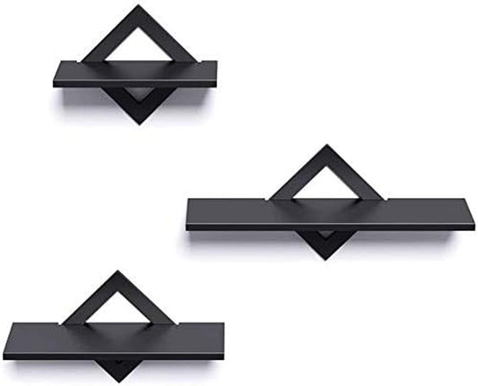Anasay Wall Display Wood Wall Rack Shelf for Storage Display Room Decoration (Black) Set Of 3