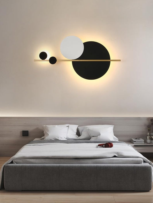 Anasay | LED Round Wall Art Lamp – Modern Black & Gold Accent Light with Warm White Glow