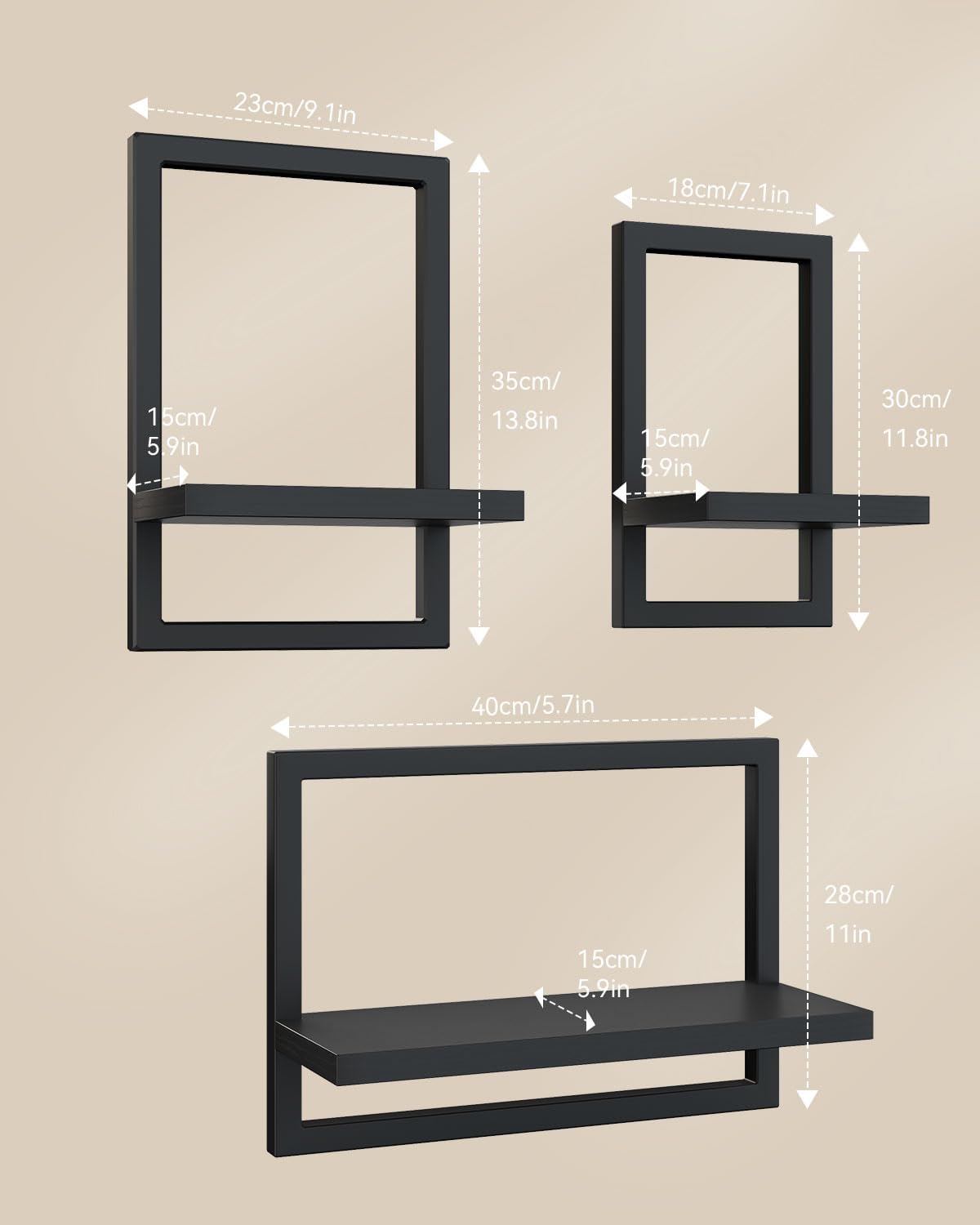 Anasay wooden Floating wall Shelf set of 3
