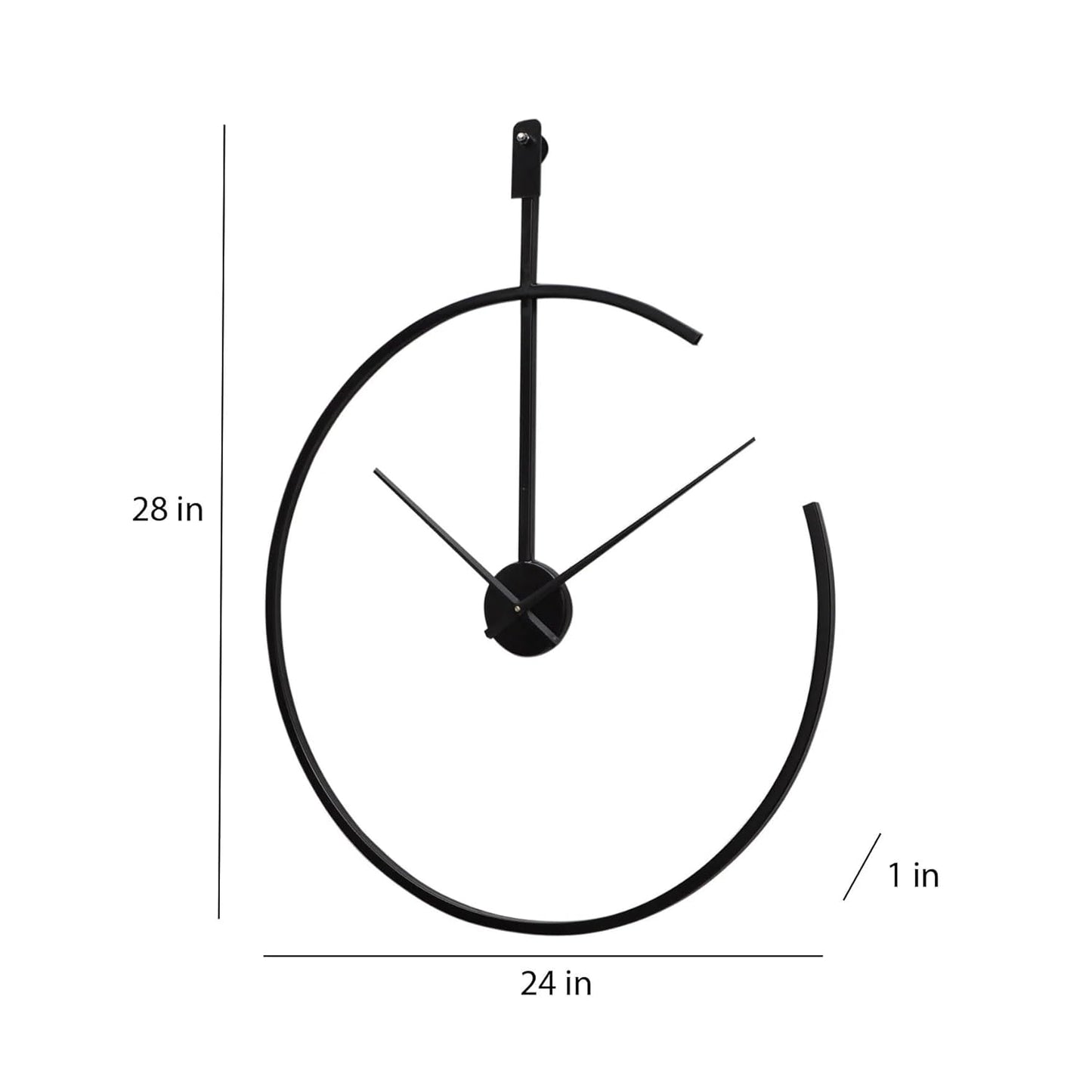 Anasay Minimal Arc – Premium Black Metal Wall Clock for Modern Home & Office Decor