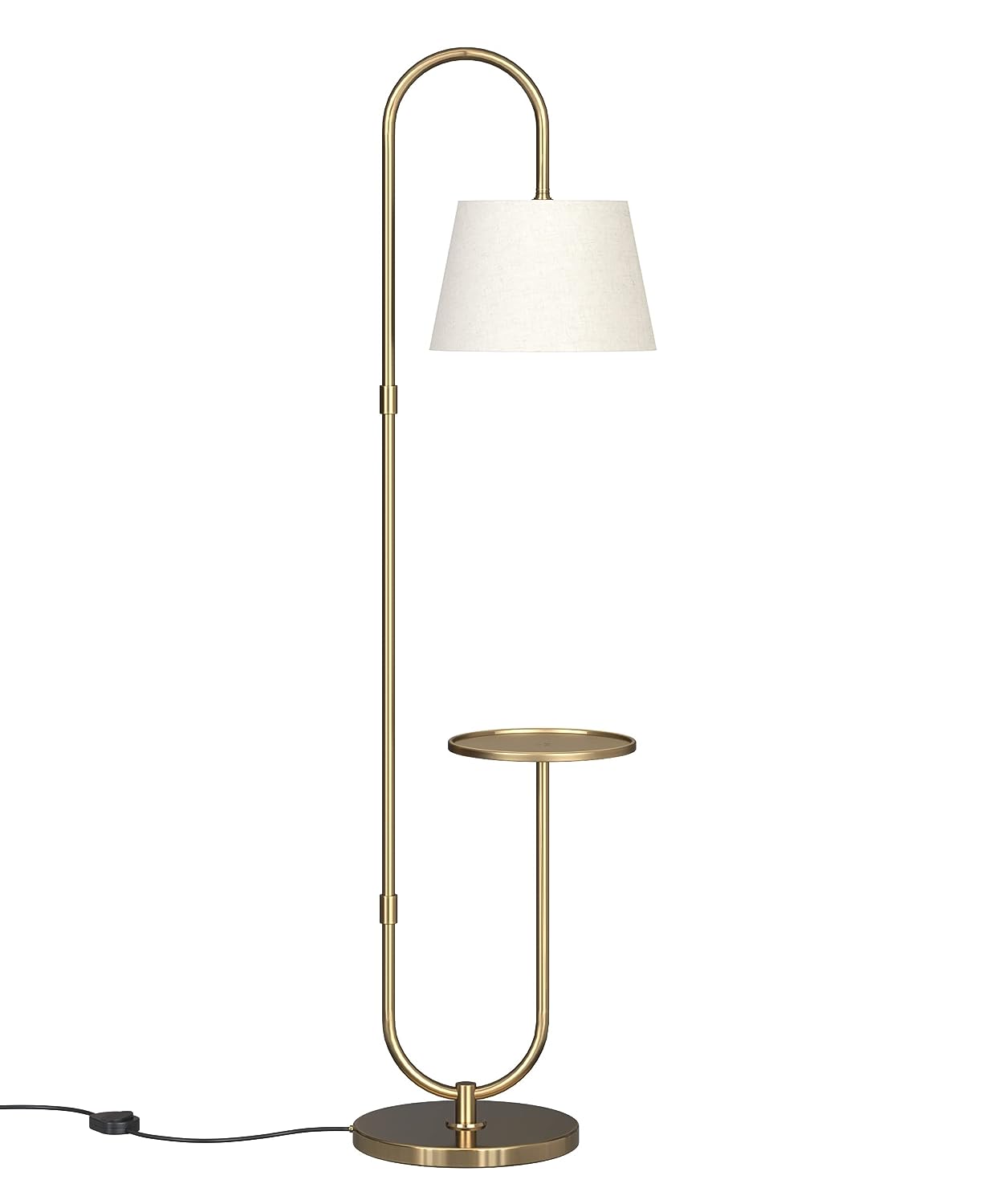 Lamp Stand Antique Brass Gold Finish 5 Feet Height 10 Inch Wide Mirror with White Lamp (1 White) LED, Lamp, CFL, Smart Bulbs