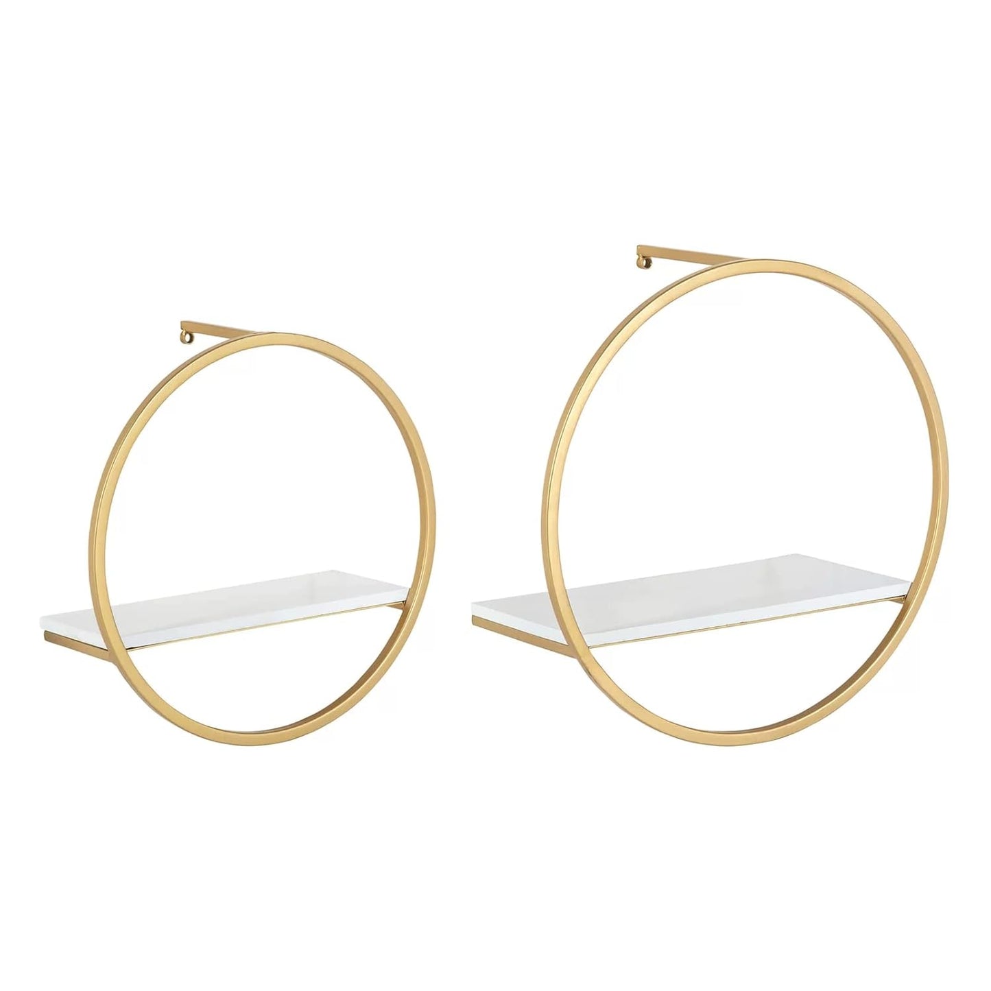 Anasay Round Shaped Wall Mount Shelf Made of Iron and Plywood Set of Two Shelf