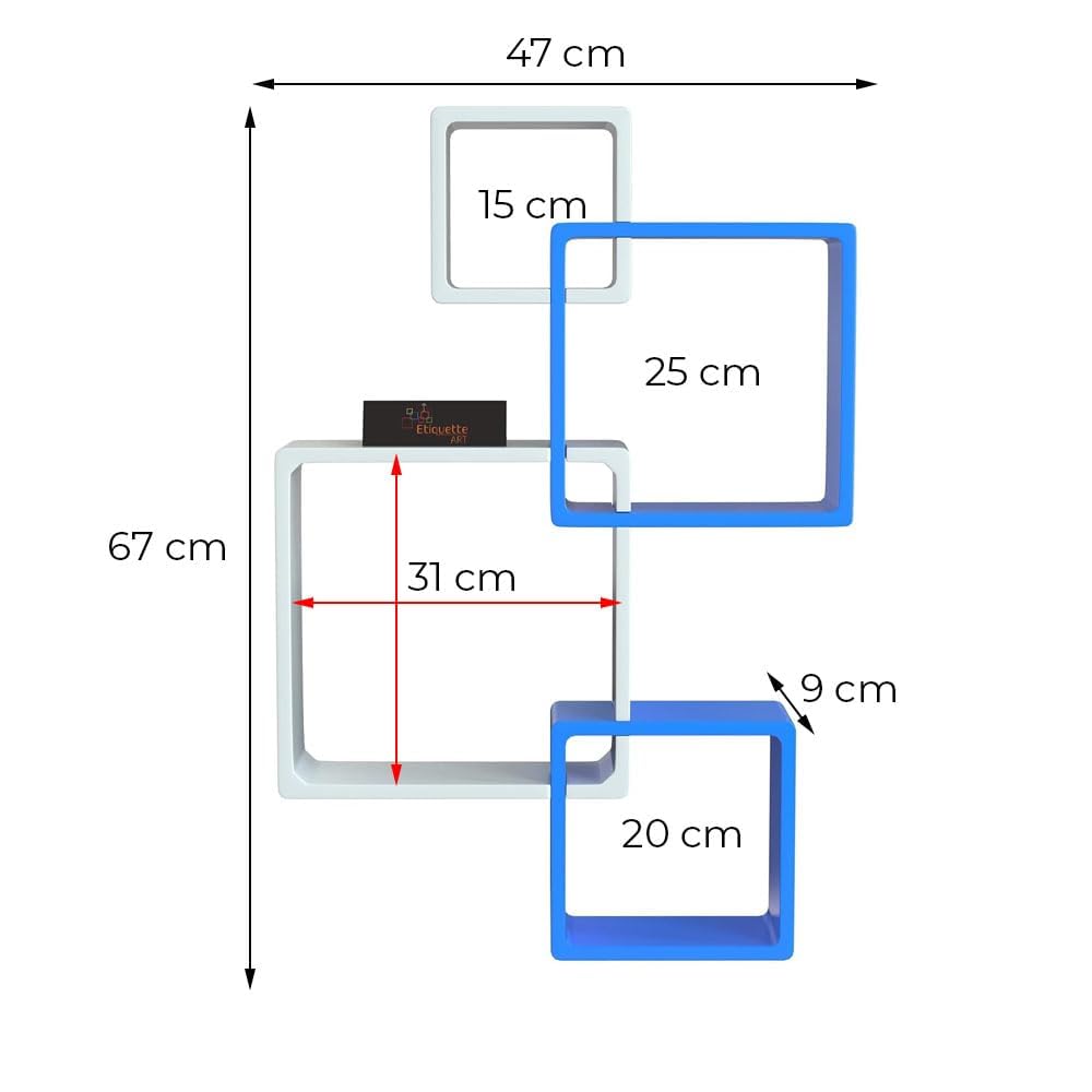 QC Anasay Solid Wood Floating Wall Shelf Set Of 4
