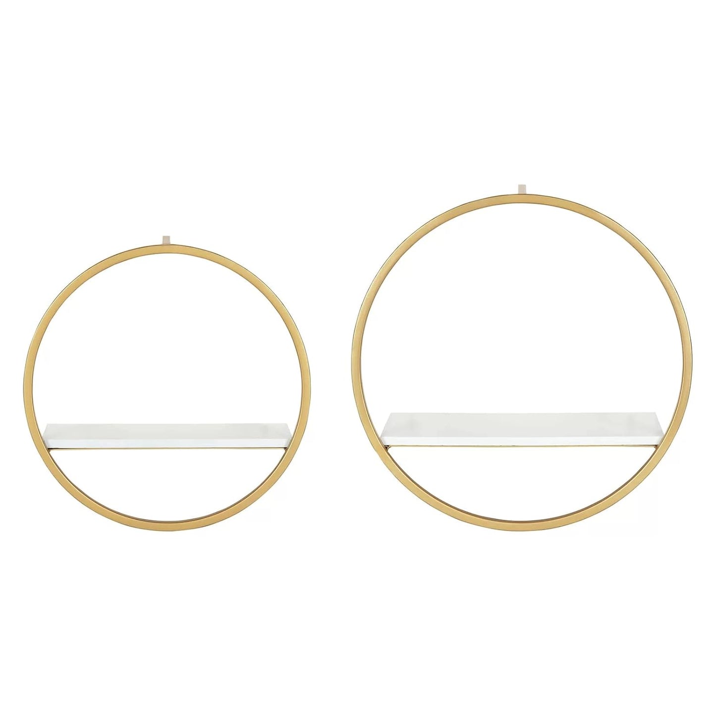 Anasay Round Shaped Wall Mount Shelf Made of Iron and Plywood Set of Two Shelf