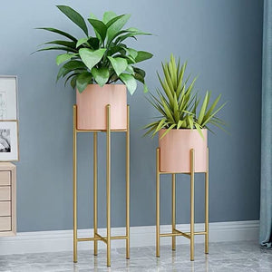 amazon plant stand and pot Modern Metal Floor Flower Stands Planter Stand with Planter Pot -Set o – Anasay