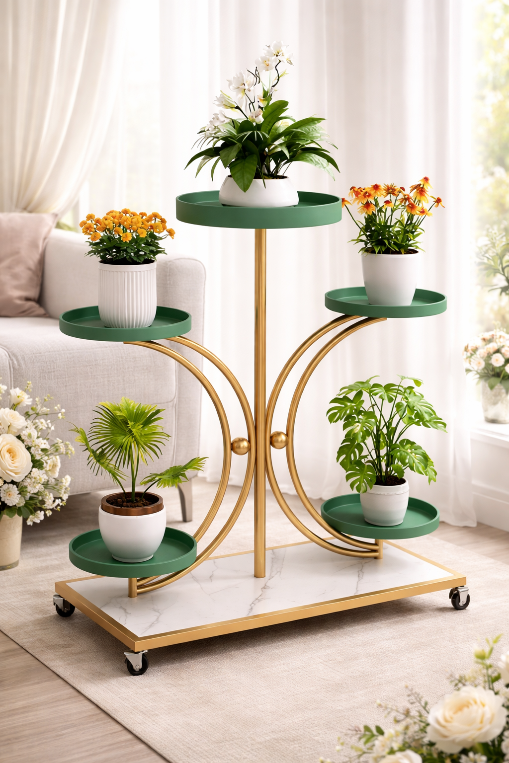 Modern Metal Moon Flower Stands