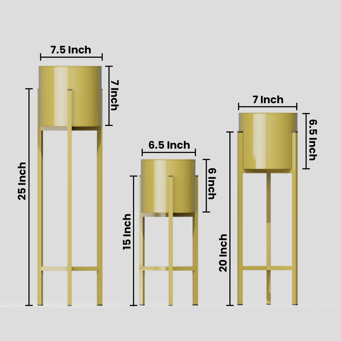 ANASAY Modern Gold Metal Plant Stand Set of 3