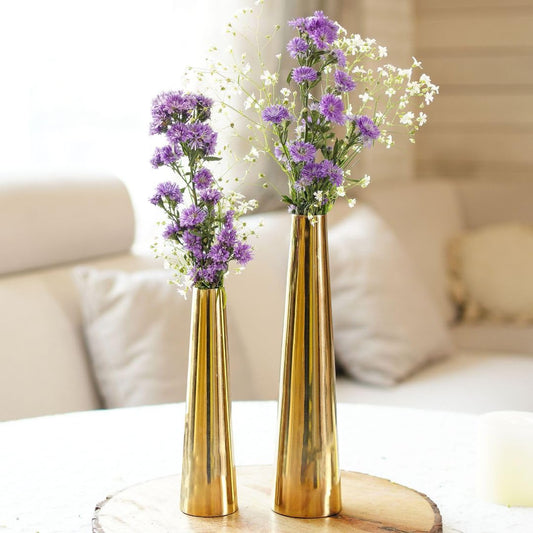 QC Anasay Metal Flower Vase for Decoration set of 2