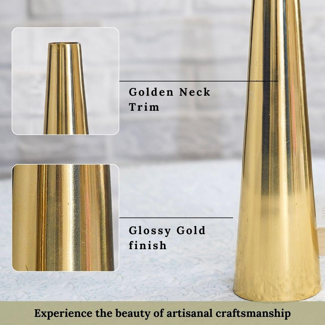 QC Anasay Golden Round Metal Flower Vase Set of 2