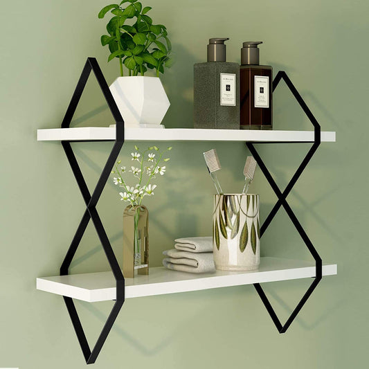 Anasay Modern White Wooden Shelves for Bathroom or Living Room