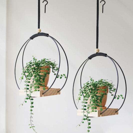 QC Anasay Boho Macrame Hanging Planter Set of 2