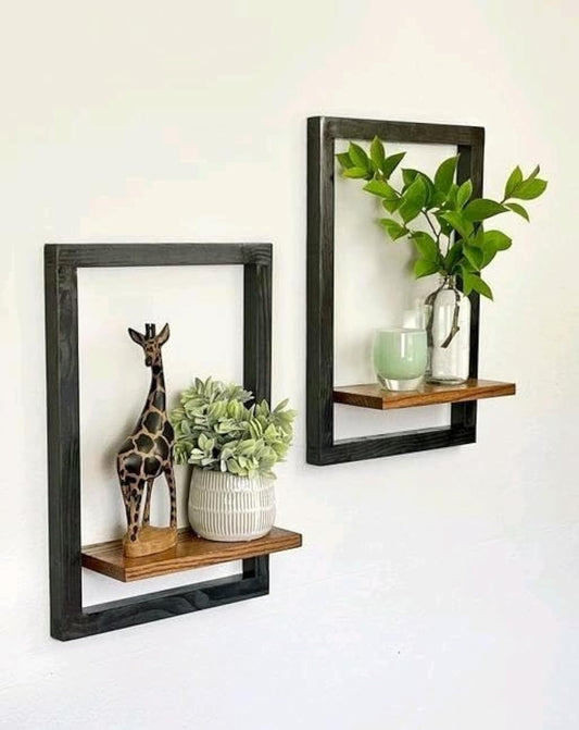 Anasay Decor Enterprise Wall Decor for Bedroom Wooden Frame Shelves Set of 2