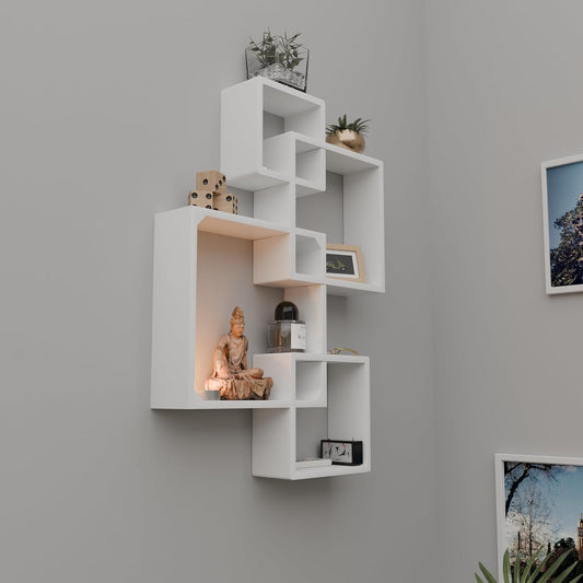 QC Anasay White Intersecting Cube Wall Shelf Set of 4