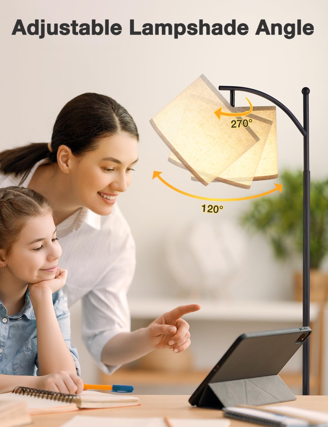 Anasay Modern Arc Floor Lamp Bulb with Foot Switch for Living Room, Bedroom & Office