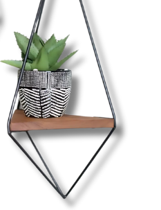 Anasay Black MS Grista Triangular Decorative Metal Wall Shelf (Set of 2)