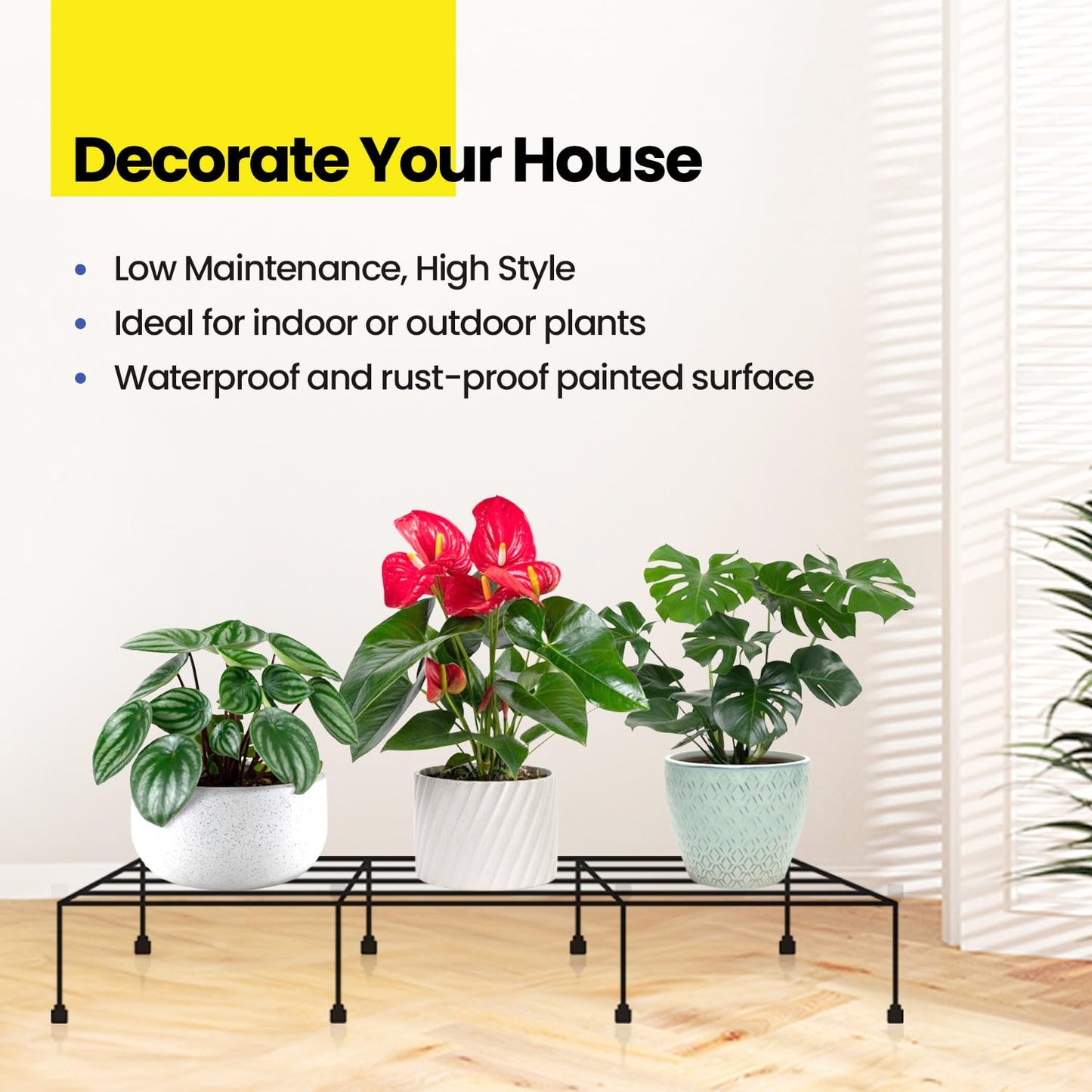 Titan Plant Stands (Set of 4) Plant Stand for Balcony Rust Proof Metal Plant Stand for Living Room