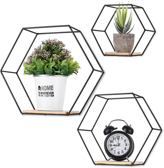 Anasay Hexagonal Wall Shelves, Storage Rack, Frame, Decoration, Wall Corner, Metal Shelf, Hexagonal Wall Shelf,