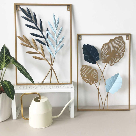Anasay Sinixinato Nature Leaf Metal Wall Art – Modern 2-Piece Set for Living Room & Home Office
