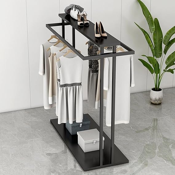 Anasay Commercial Grade Double Hanging Rods Garment Rack For Boutiques Retail Display Stand