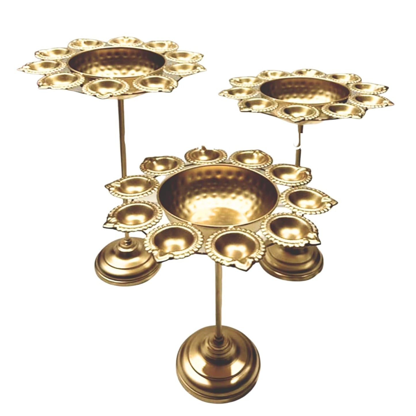 Diya Urli Bowl Stand for Home Decor (Pack of 3- Gold)