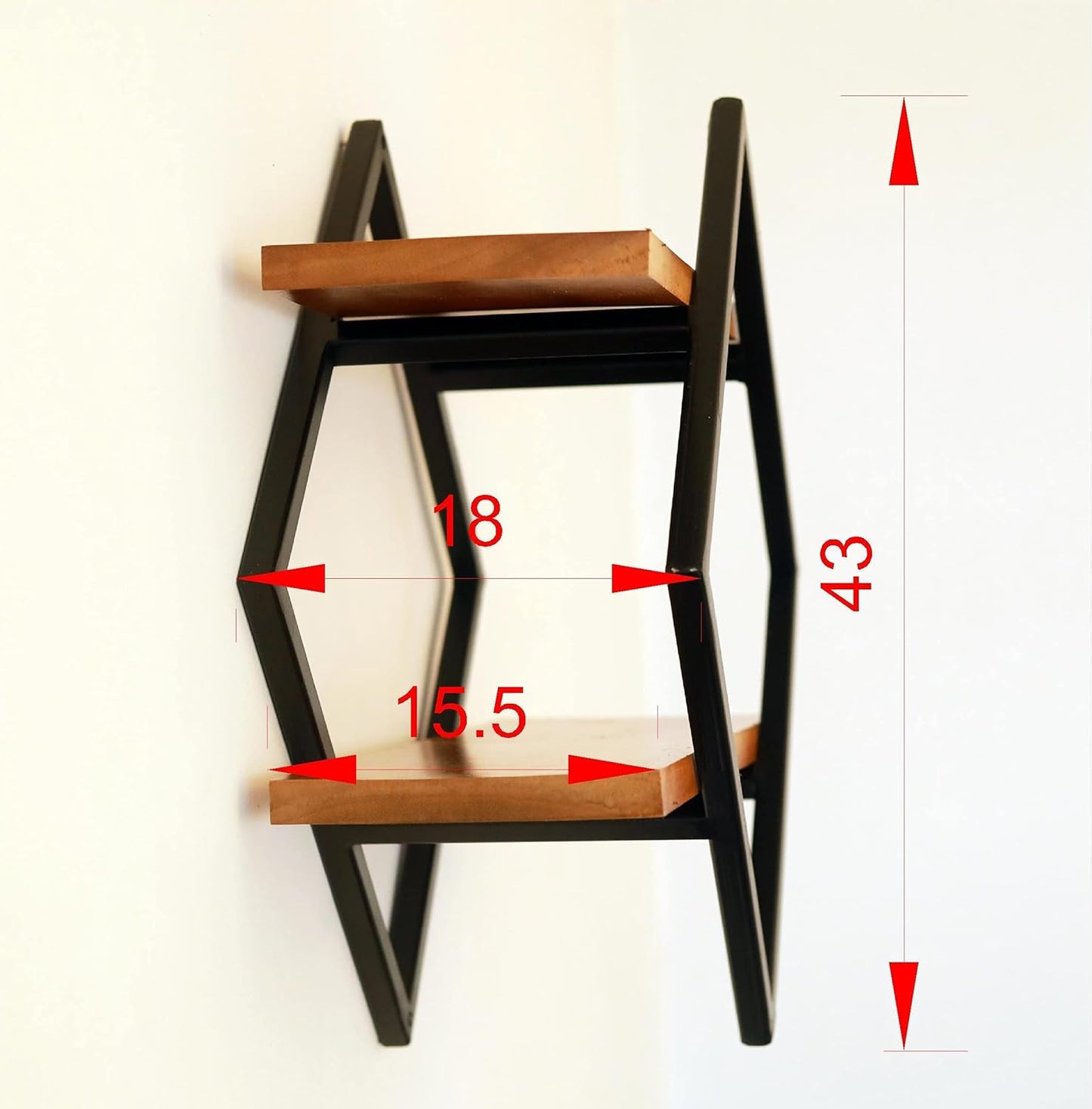 Anasay Wooden & Metal Floating Wall Shelf for Home Use, Indoor, As Well Outdoor, Bedroom, Offices and More Places