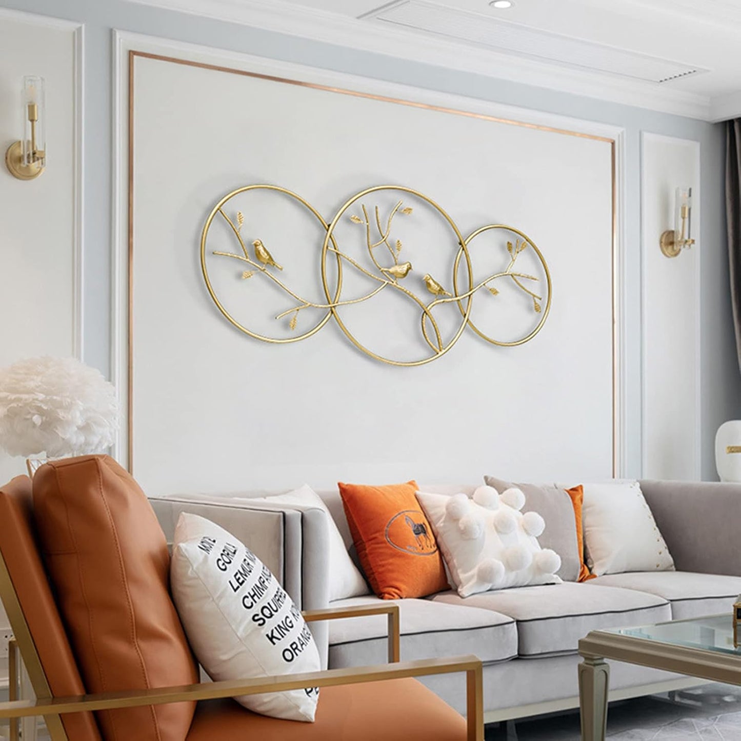Anasay 3D Luxury Metal Leaf Wall Art – Set of 3 Gold Leaf Sculptures for Elegant Home Decor