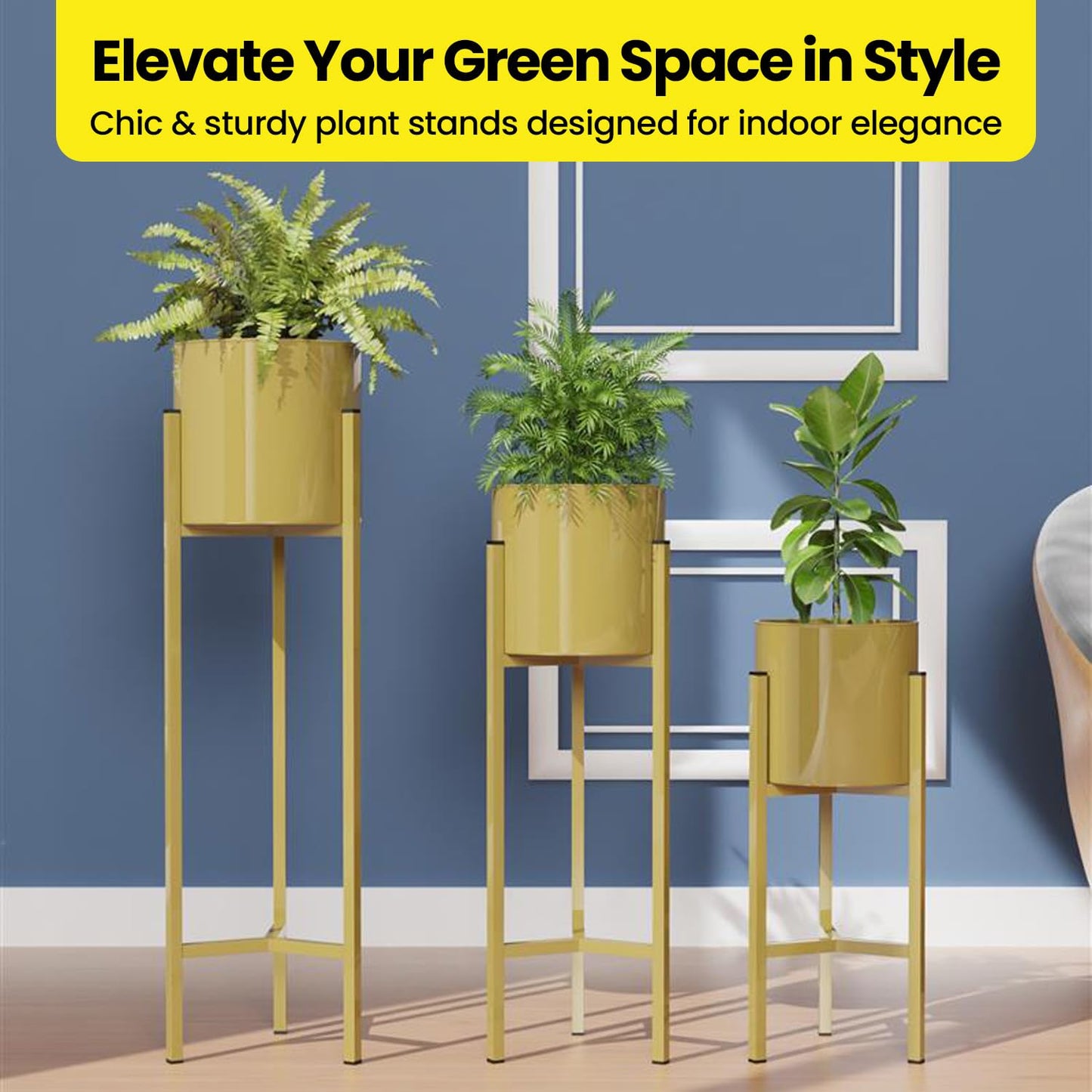 ANASAY Modern Gold Metal Plant Stand Set of 3