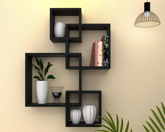 QC Anasay Solid Wood Floating Wall Shelf Set Of 4