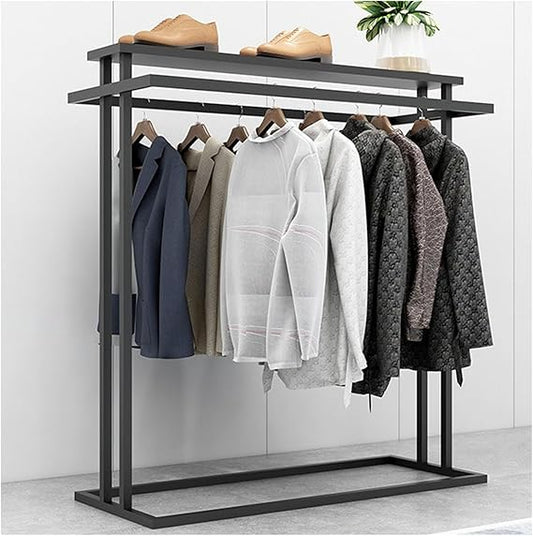 Anasay Commercial Grade Double Hanging Rods Garment Rack For Boutiques Retail Display Stand