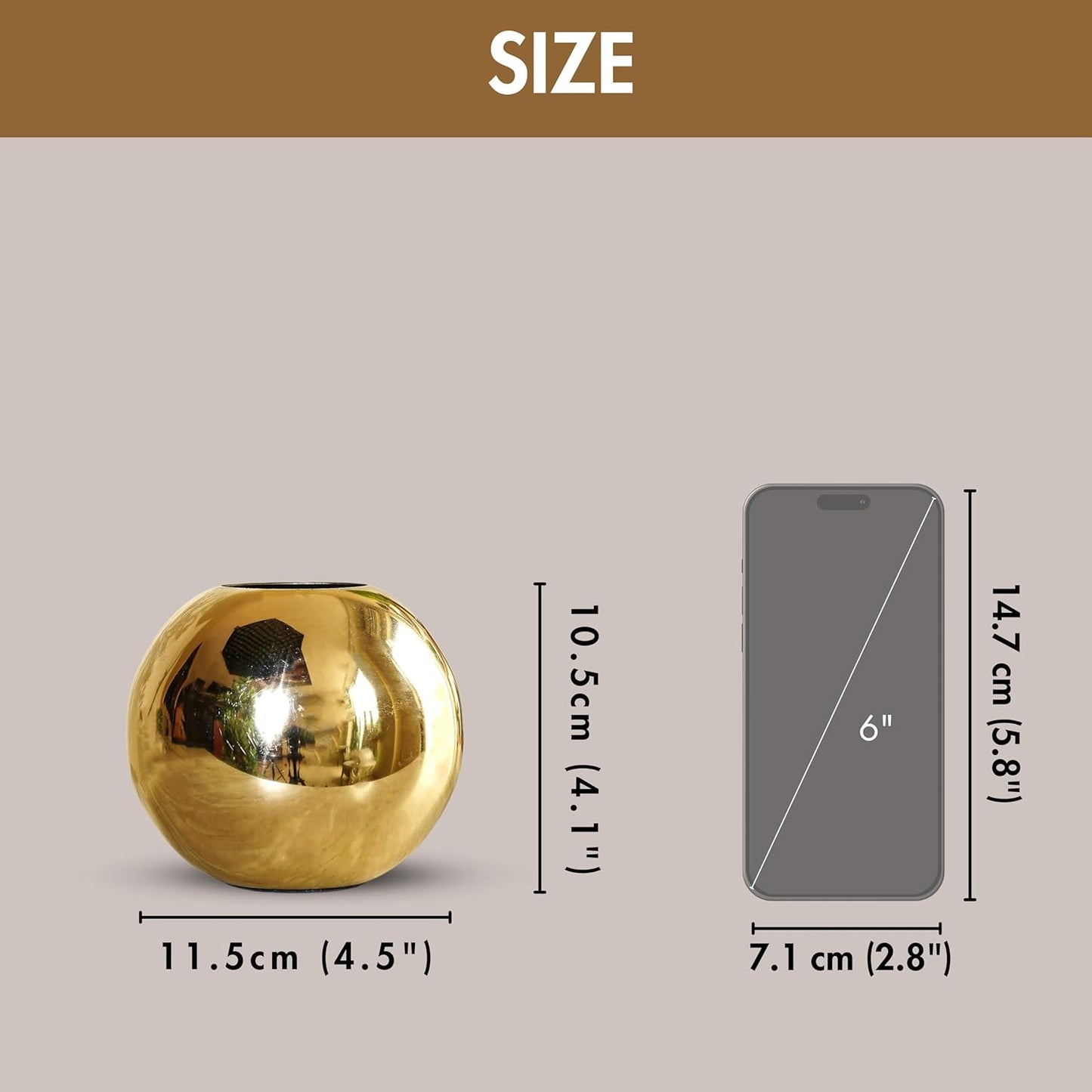Anasay Golden Round Metal Vase Decor