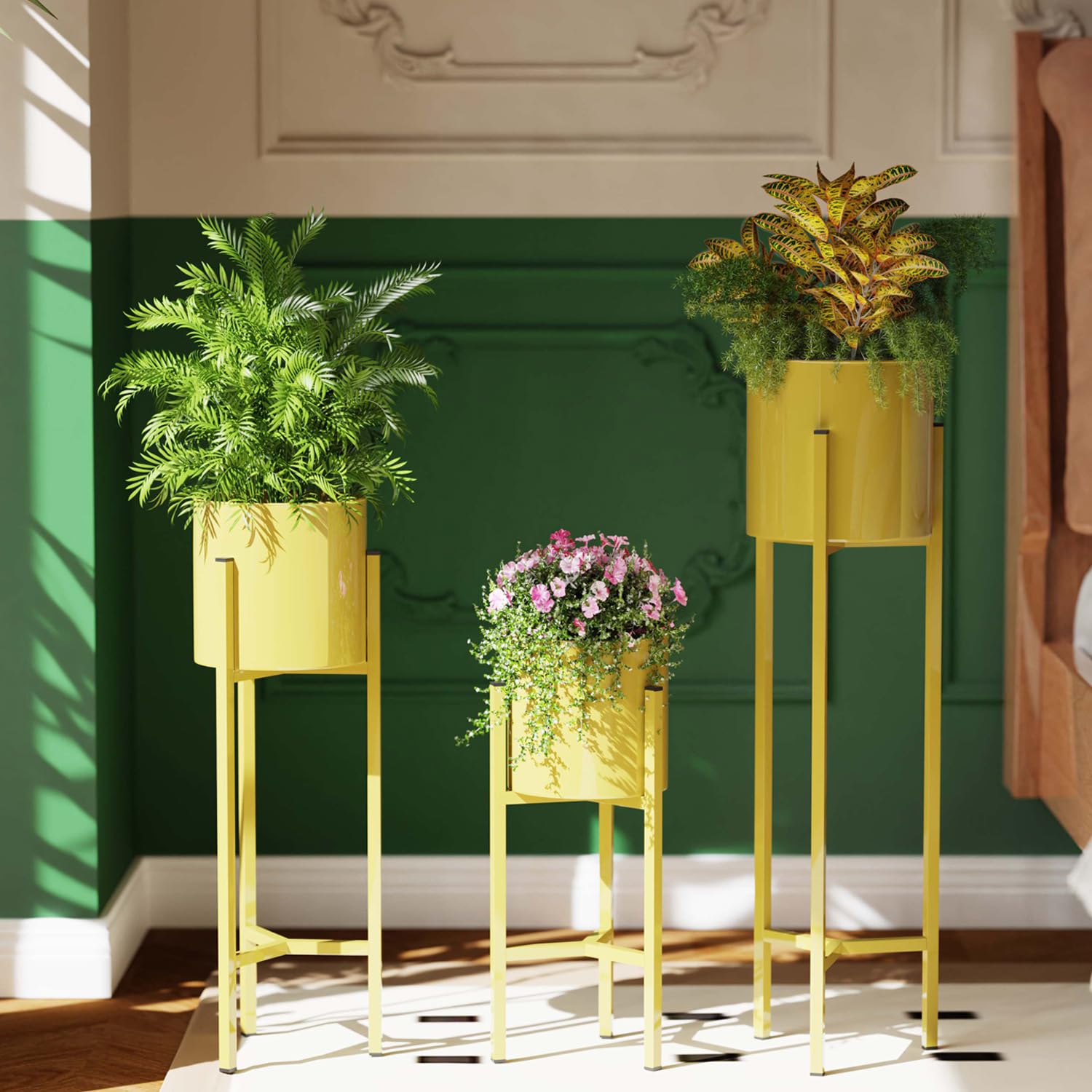 set of 3 indoor plant stands ANASAY Modern Gold Metal Plant Stand Set of 3 – Anasay