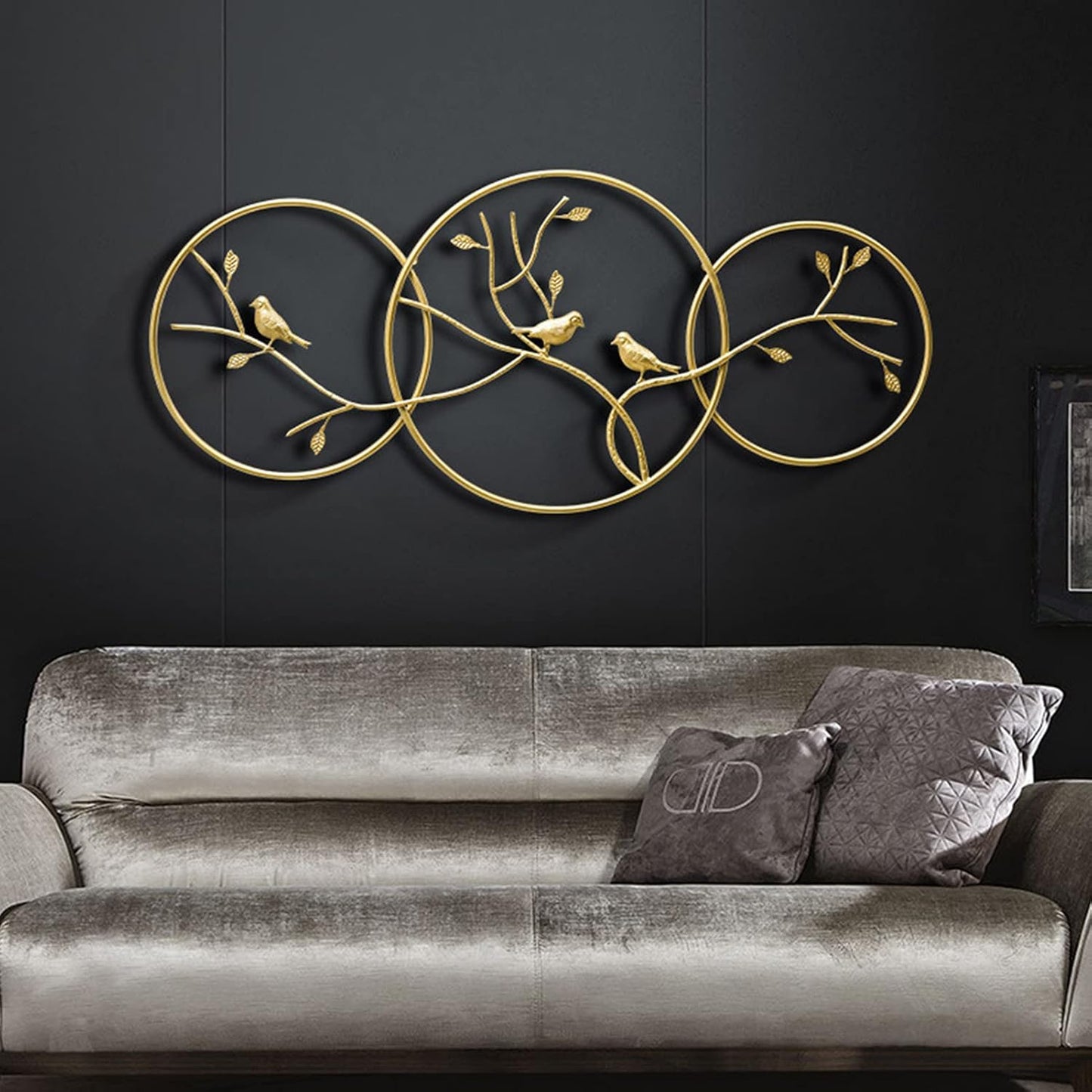 Anasay 3D Luxury Metal Leaf Wall Art – Set of 3 Gold Leaf Sculptures for Elegant Home Decor