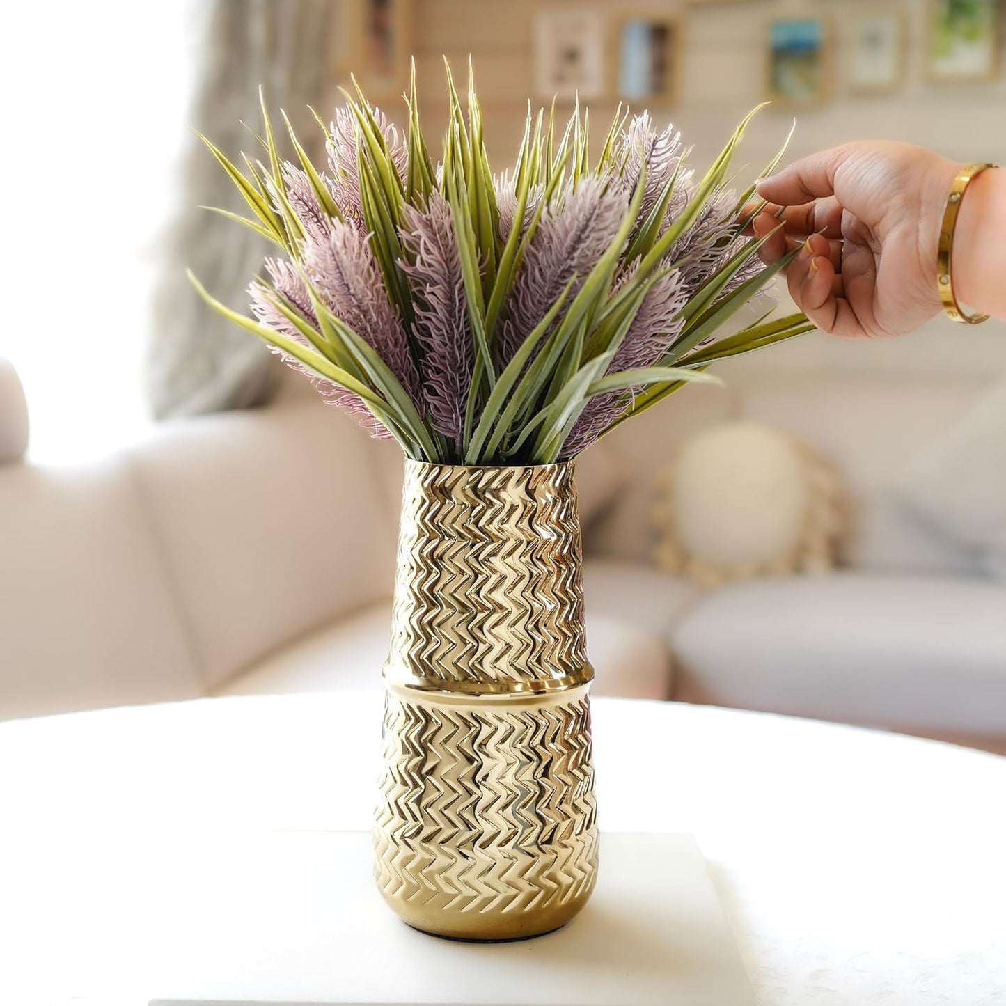 Anasay Golden Metal Flower Vase