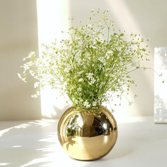 Anasay Golden Round Metal Vase Decor