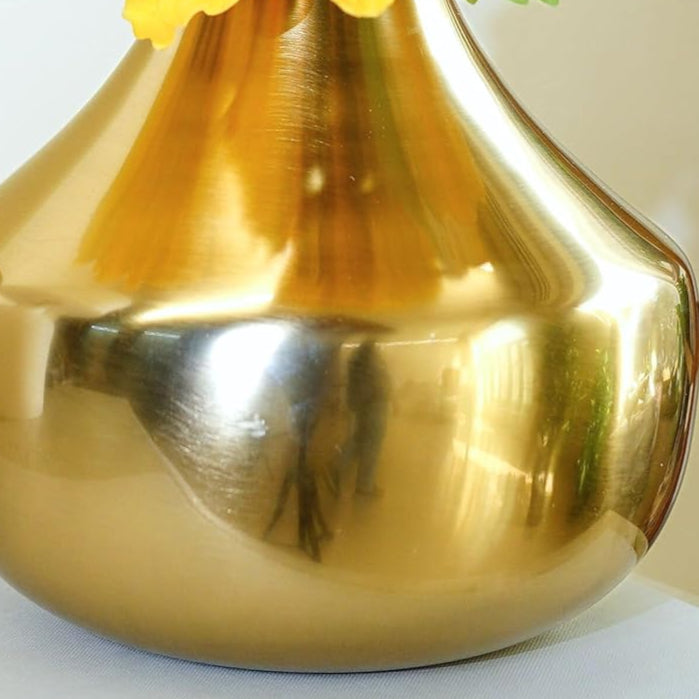 QC Anasay Elegant Round Golden Flower Vase Set Of 2