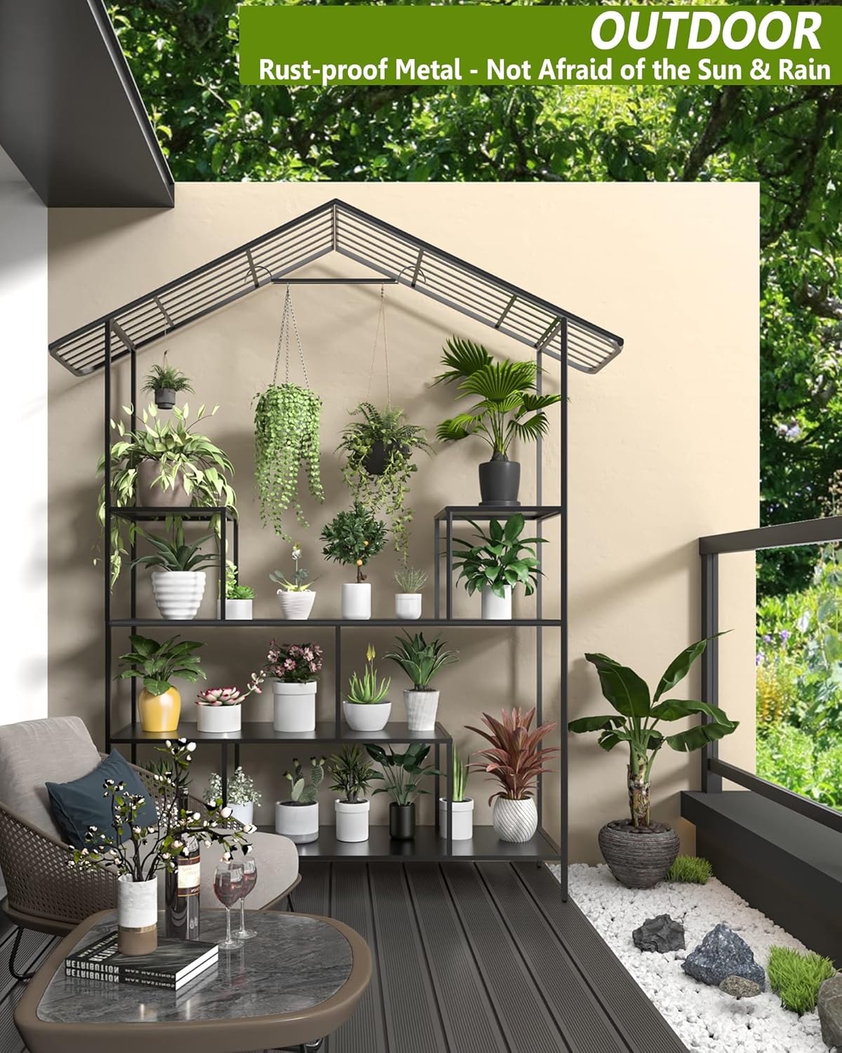 Anasay Metal Plant Stand Indoor Outdoor, Plant Shelf, Spampur 16 Potted Tall Plant Stands for Indoor Plants Multiple, Large Flower Pots Corner Plant Holder, 4 Tiered