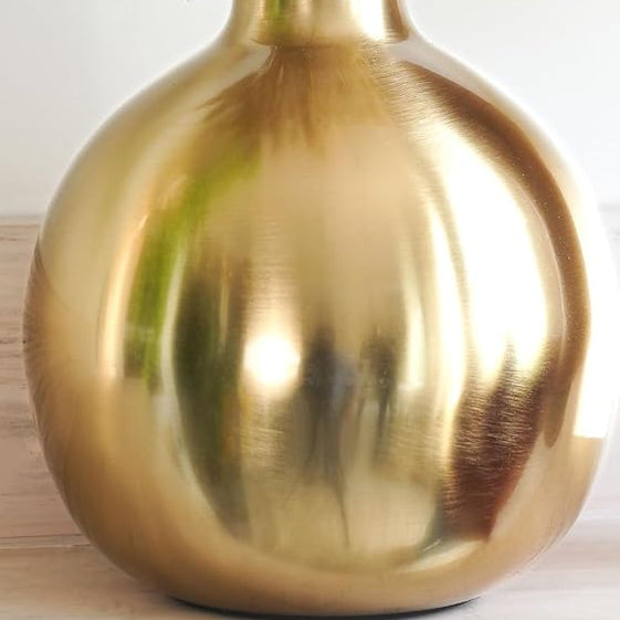 QC Anasay Decorative Golden Round Metal Vase