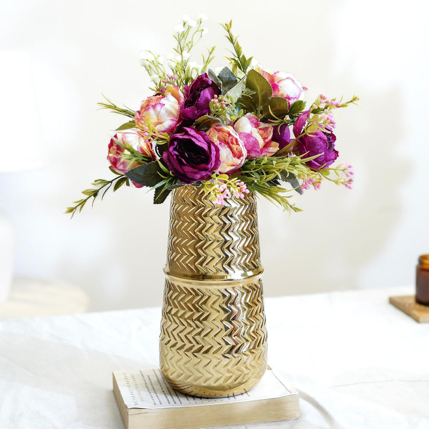 Anasay Golden Metal Flower Vase