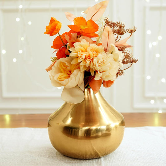 QC Anasay Elegant Golden Round Flower Vase