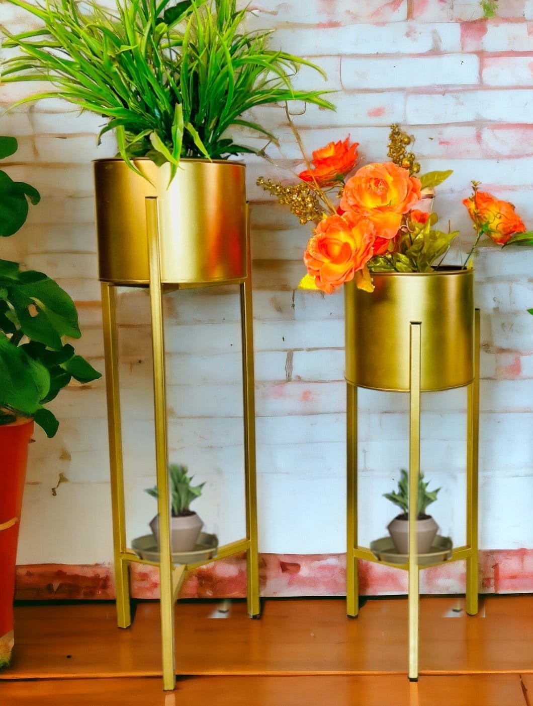 Modern Metal Floor Flower Stands Stand with Planter 2