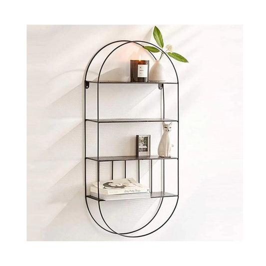 Anasay Wrought Iron Wall Shelf, 4 Tier Oval Vintage Floating Shelves Decorative Storage Display