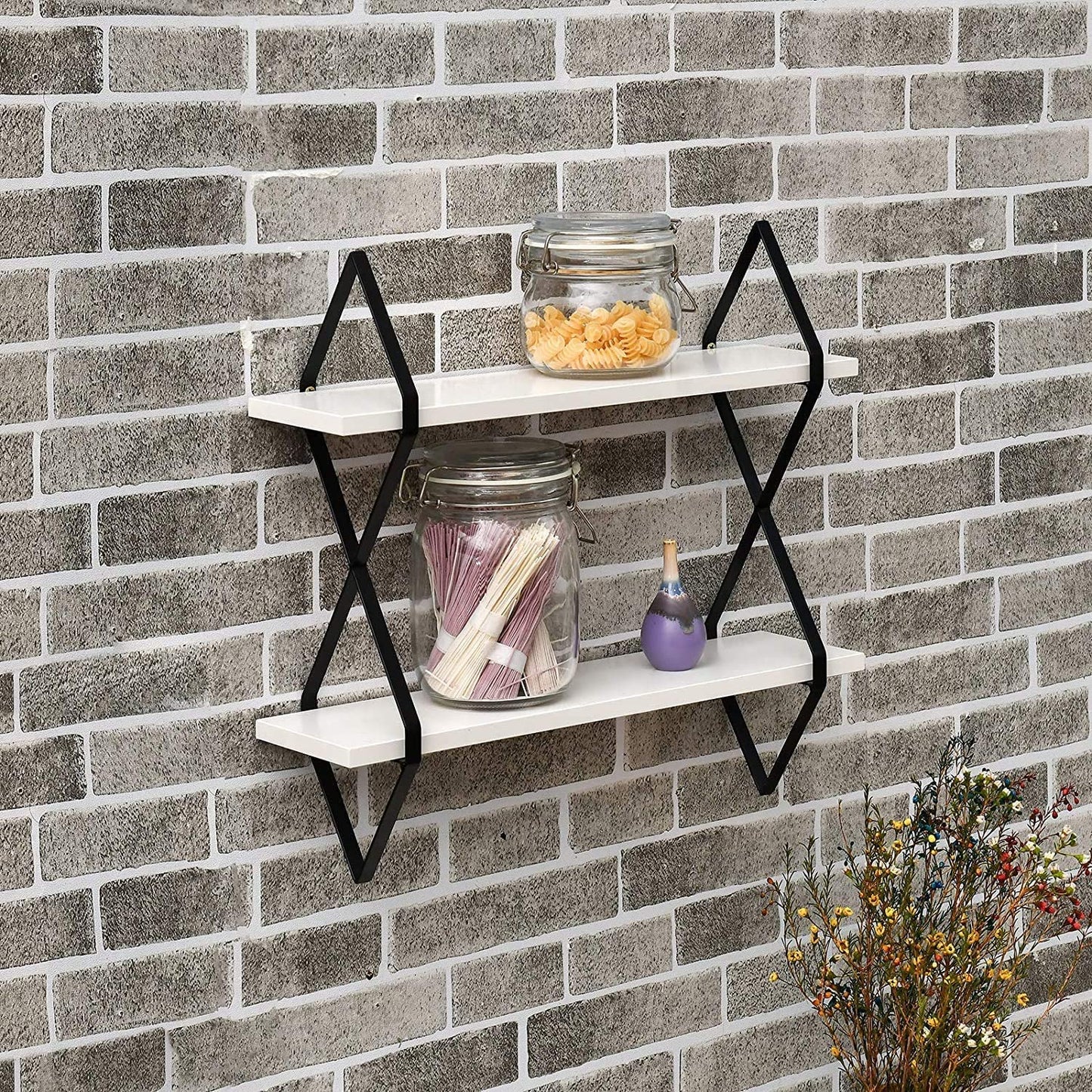 Anasay Modern White Wooden Shelves for Bathroom or Living Room