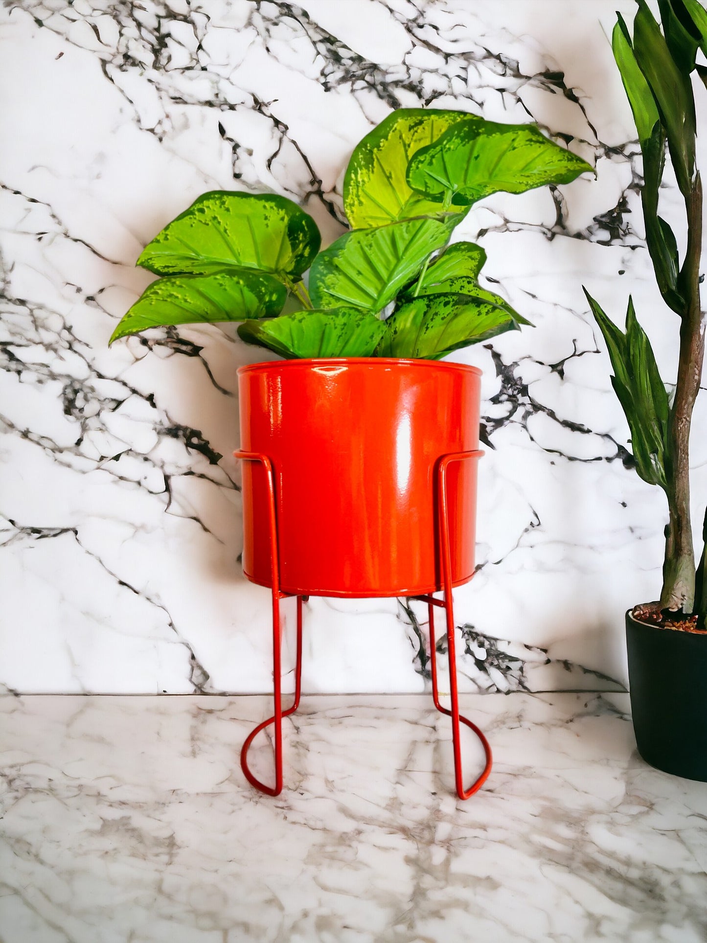 Modern Metal Flower Stands Planter Stand with Planter Red Color