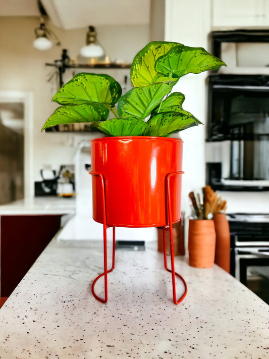 Modern Metal Flower Stands Planter Stand with Planter Red Color