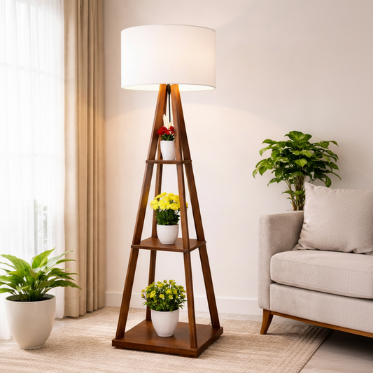 Wooden Classic Floor Lamp for Living Room Home Decoration Brown