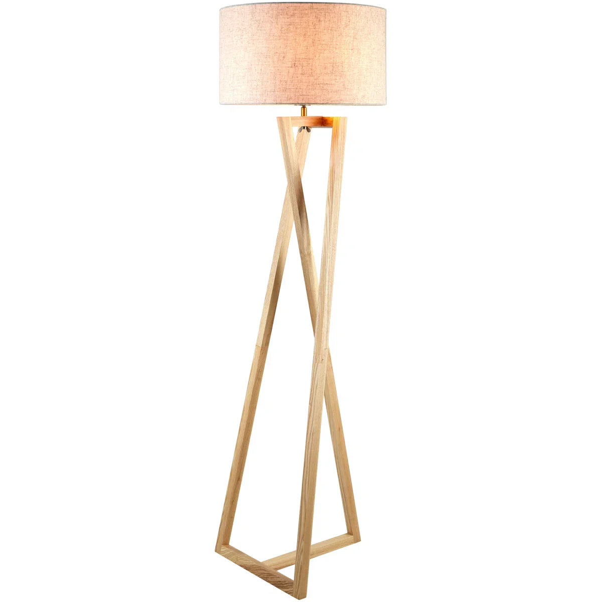 Modern Light Wood Tripod Floor Lamp